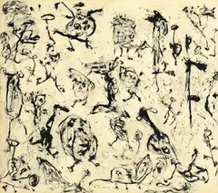 Paul Trajman, Composition, 1990, encre sur papier marouflé sur toile