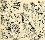 Paul Trajman, Composition, 1990, encre sur papier marouflé sur toile