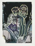 Robert Combas, Buenos Aires, technique mixte sur papier imprimé