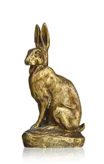 Lièvre by Clovis-Edmond Masson, sculpture en bronze doré, sold Mar 2024