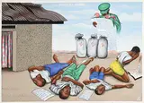 Chéri Samba, Discours aux affamés, 1991, acrylique sur toile
