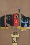 Dia Azzawi, Sans titre, 1980, gouache et pastel sur carton