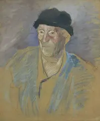 Camille Pissarro, Tête de vieux paysan, vers 1879, détrempe et pastel sur papier