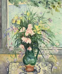 Henri Manguin, Lauriers-Roses et pois de senteur devant la véranda, 1980, huile sur toile