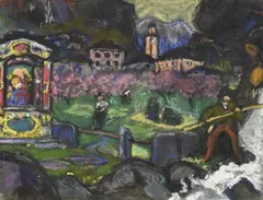 Alexandre Cingria, Paysage de montagne animé, technique mixte sur carton