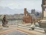 François Furet, Sans titre, Balade sur les quais, huile sur toile