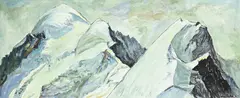 Edmund Wunderlich, Paysage de montagne, 1981, huile sur toile