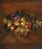 Pietro Sarto, Corbeille de fruits, 1997, huile sur panneau
