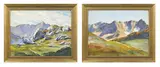 Charles Léopold Gugy, Paysages de montagne, paire d'aquarelle sur papier