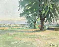 Charles Clément, Paysage vaudois, 1962, huile sur toile