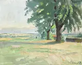 Charles Clément, Paysage vaudois, 1962, huile sur toile