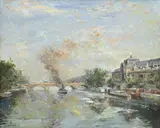 Henri Fehr, Vue de la Gare d'Orsay et de la Seine, huile sur toile