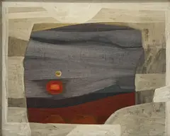 Jacques Berger, Composition, 1964, huile sur pavatex