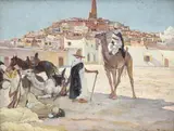 Maurice Potter, Berbères aux repos, huile sur carton