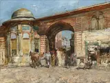 Alberto Pasini, Entrée du bazar avec fontaine, 1867-69, huile sur toile