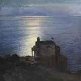 Vartan Makhokhian, Paysage au clair de lune, huile sur toile