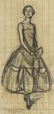 Ignacio Zuloaga, Etude pour le portrait de la baronne Fouquier, fusain sur papier