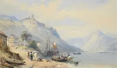 Thomas Charles Leeson Rowbotham, Paysage fluvial animé, 1862, aquarelle sur papier