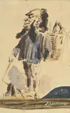 Adolphe Joseph Thomas Monticelli, Caricature de Jules Ferry, aquarelle et gouache sur papier