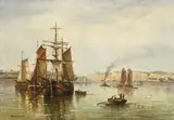 Louis-Barthélémy Fréret, Navires près du rivage, huile sur toile