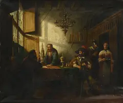 Le marchand by Laurent Détouche, 1860, huile sur toile, sold Dec 2023