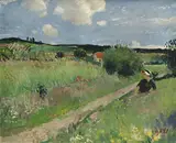 François Gall, Femme dans un champ de fleurs, huile sur toile