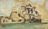 Olivier Debré, Citadelle de Calvi, c.1950,huile sur isorel