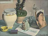 Théodore Strawinsky, Nature morte à la carte, 1942, huile sur toile