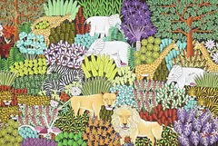 Paul Nemours, Les animaux de la jungle, 1978, huile sur toile
