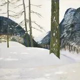 René Genis, Paysage enneigé, huile sur toile