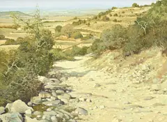 Luc Didier, Chemin à Rousset les Vignes, huile sur toile