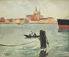 Yves Brayer, Vue de Venise, huile sur toile