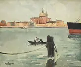 Yves Brayer, Vue de Venise, huile sur toile