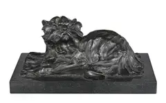 José-Maria David, Chat, 1987, sculpture en bronze sur socle en marbre