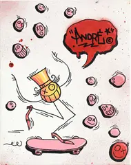 André, Sans titre, 2003, acrylique, peinture aérosol et feutre sur toile