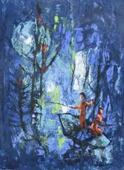 Dang Lebadang, Composition, gouache sur papier