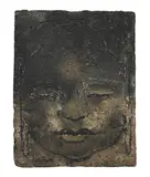 Ladislas Kijno, Bouddha jeune contemple – Retour de Chine, technique mixte sur tuile en terre cuite