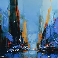 Daniel Castan, New York, technique mixte sur aluminium (impression et rehauts d'acrylique)