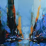 Daniel Castan, New York, technique mixte sur aluminium (impression et rehauts d'acrylique)