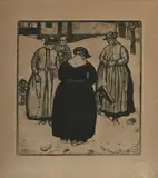 Edouard Vallet, Autour d'une tombe, 1909, eau-forte et aquatinte sur papier