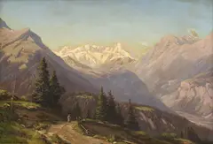 Sans titre by Jean Philippe George, Vue d'un glacier depuis Villars, huile sur toile, sold Sep 2023