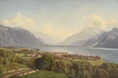 Vue de Vevey by Jean Philippe George, huile sur toile, sold Sep 2023