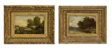 Jean Philippe George, Paysages, paire d'huiles sur papier