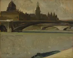 Henri Dufaux, Vue de Paris, 1929, huile sur panneau