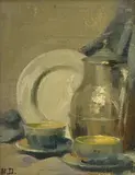 Henri Dufaux, Nature morte à l'assiette, huile sur panneau