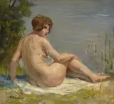 Frédéric Dufaux, Nu féminin, huile sur toile marouflée sur panneau