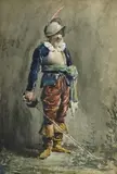 Edmond-Jean de Pury, Mousquetaire, aquarelle sur papier
