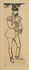 Caran d'Ache, Portrait du Tsar Nicolas II, encre sur papier