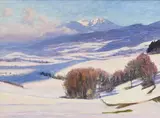 Daniel Burnand, Paysage enneigé, aquarelle sur papier