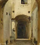 Arthur Calame, Porte de Menton, huile sur toile marouflée sur carton